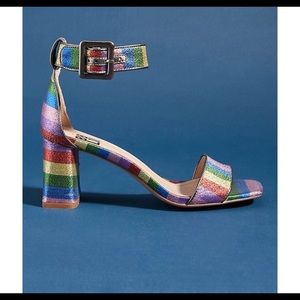 Anthropologie Bibi Lou Rainbow Block Heels